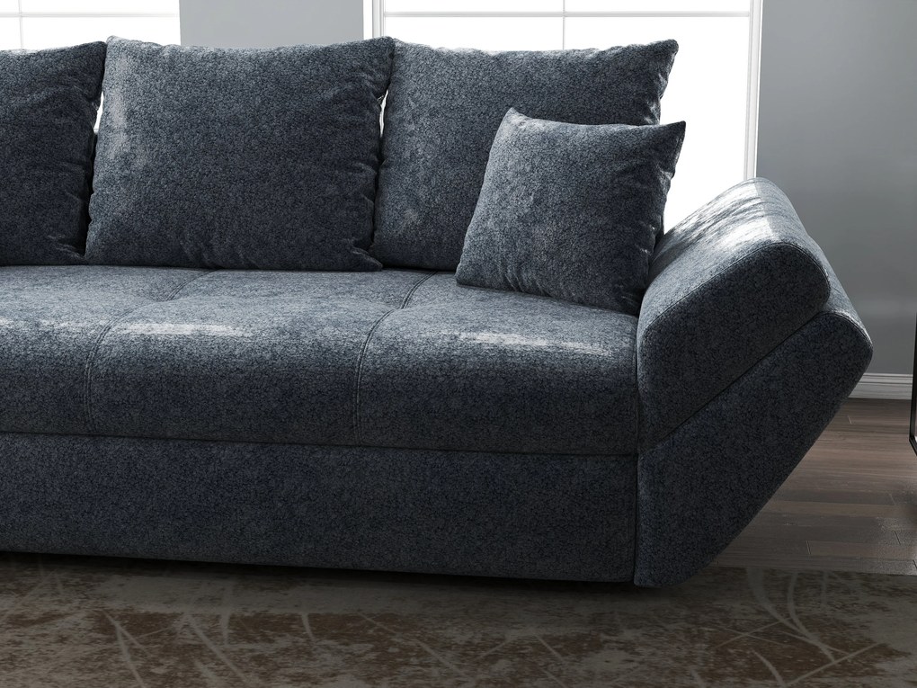 Canapea extensibilă dumonde cu ladă de depozitare si sezut confortabil din spuma high-density, Loana Euphoria Grafit 250x100 cm