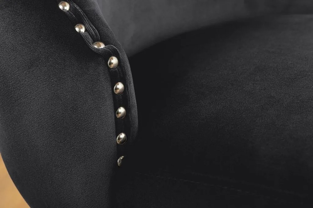 Set 2 scaune Stil Baroc, Catifea, Lemn, Negru, CASTLE DELUXE