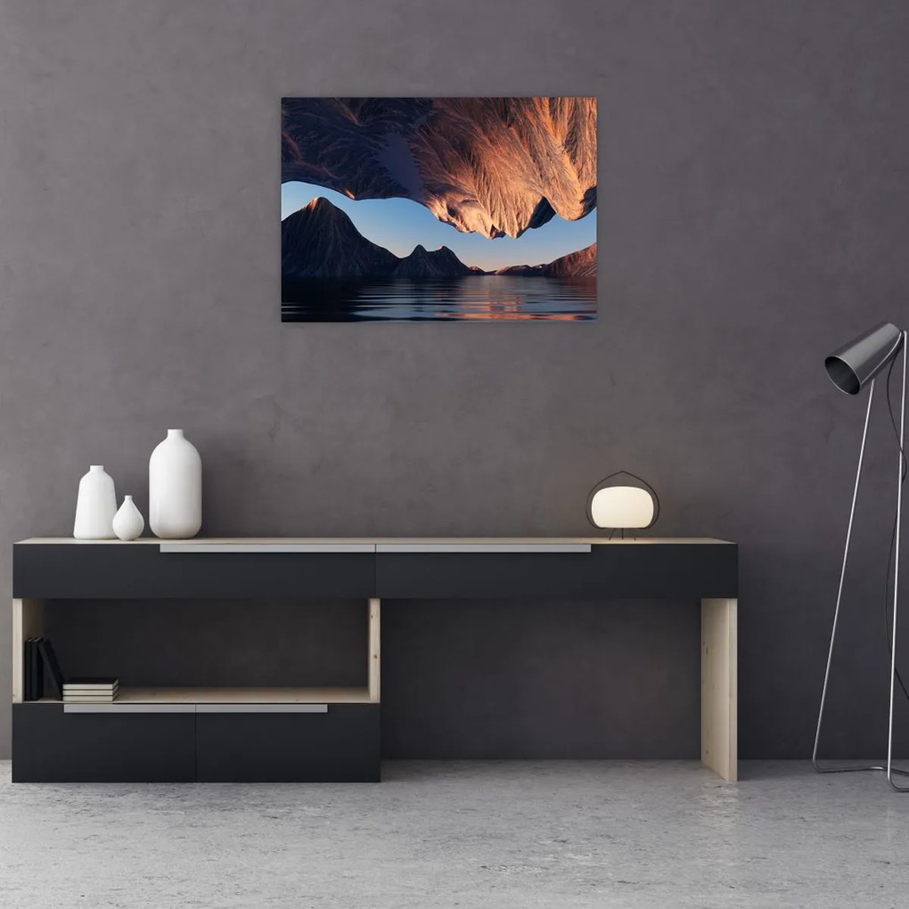 Tablou pe sticlă - Faleze 3D (70x50 cm)