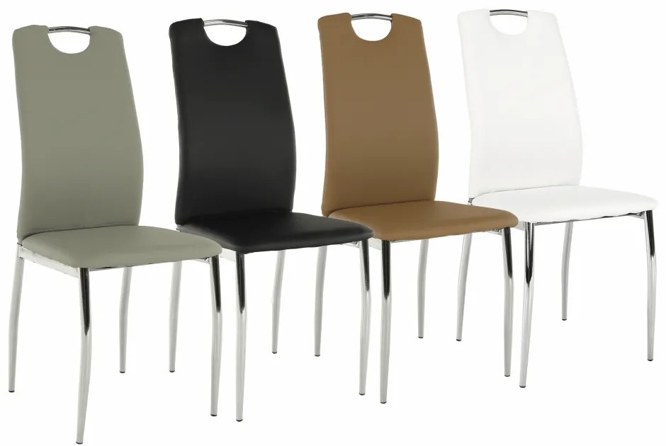 Scaun dining, piele ecologica alba crom, ERVINA