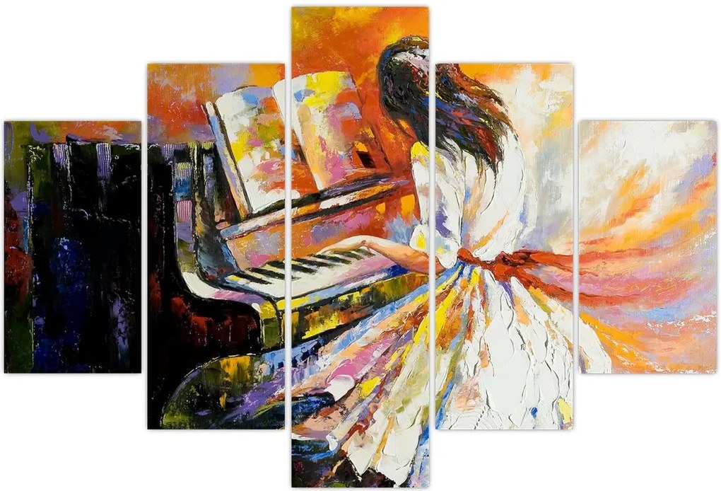 Tablou - Femeia cântând la pian (150x105 cm)