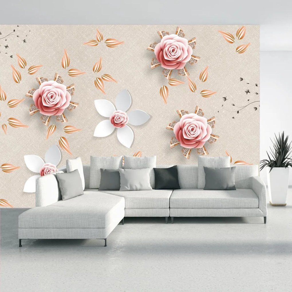 Fototapet - Flori roz (147x102 cm)