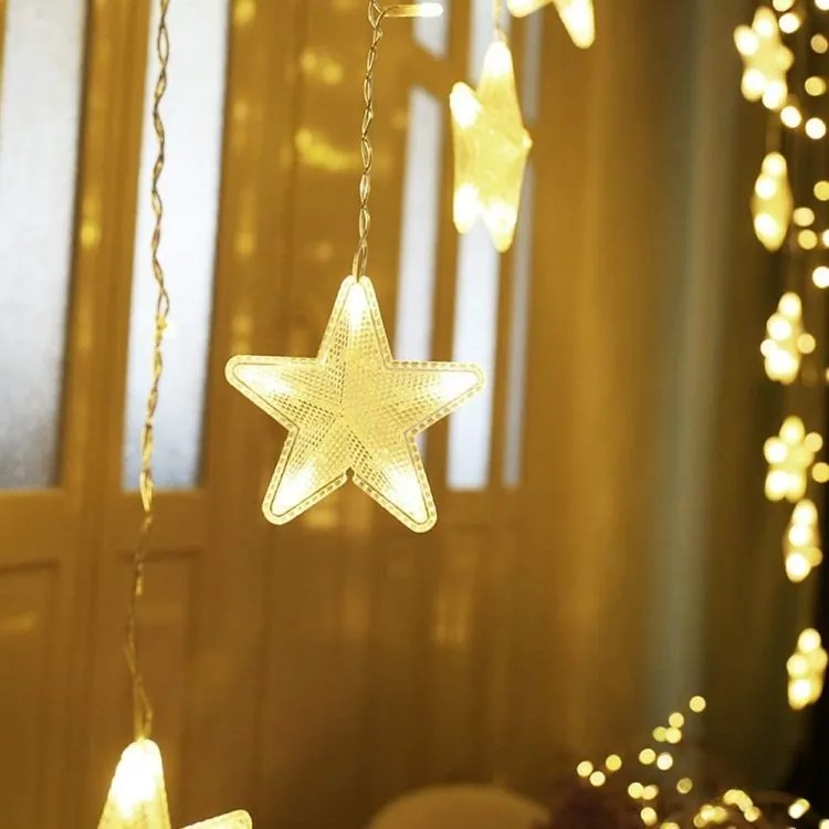Cortină de Crăciun cu stele 4m 136 LED-uri