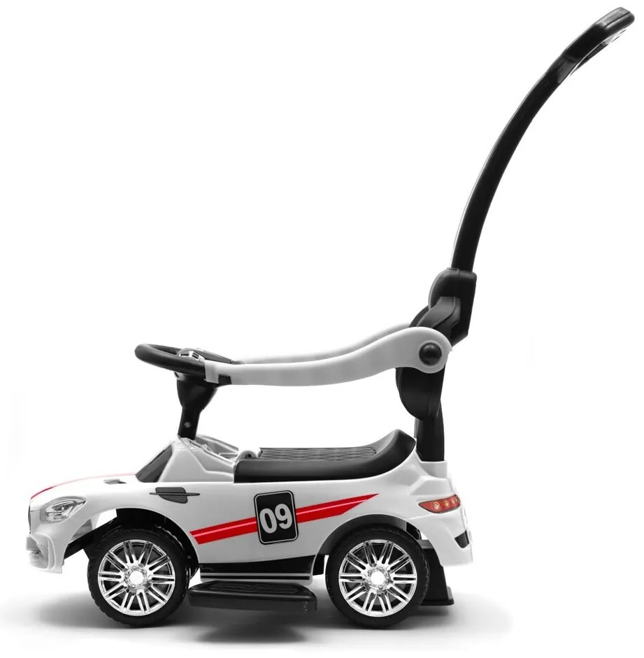 Mașinuță Baby Mix pentru copii cu sunet și barăde ghidare Racer, alb