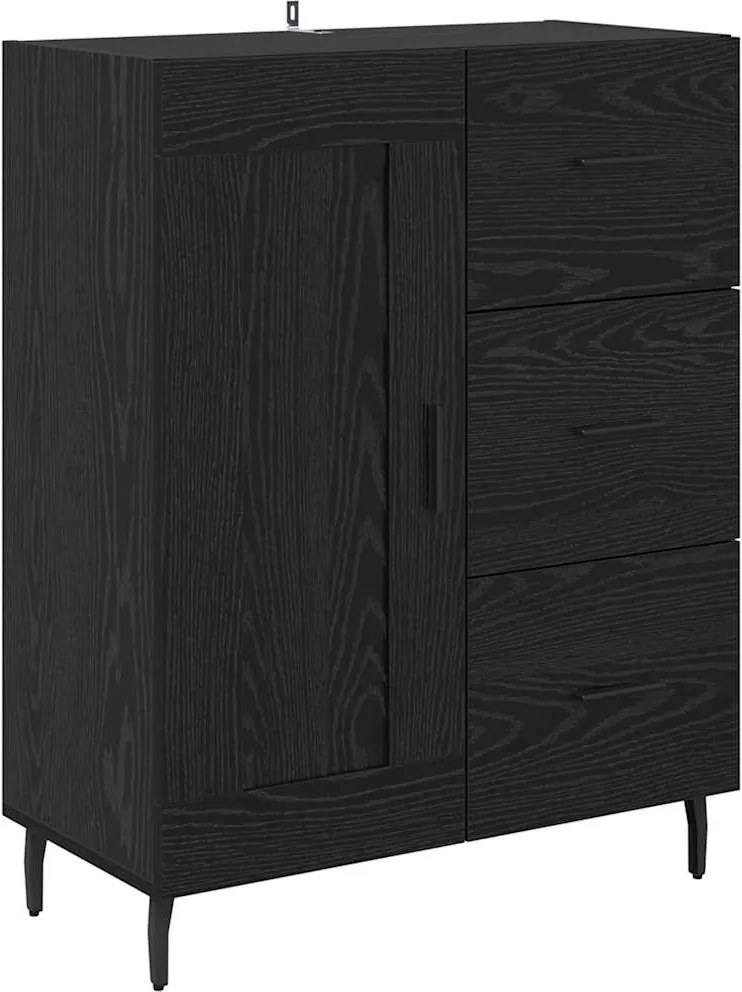 vidaXL Bufet Stejar Negru 69,5 x 34 x 90 cm Lemn Ingineresc și Fier