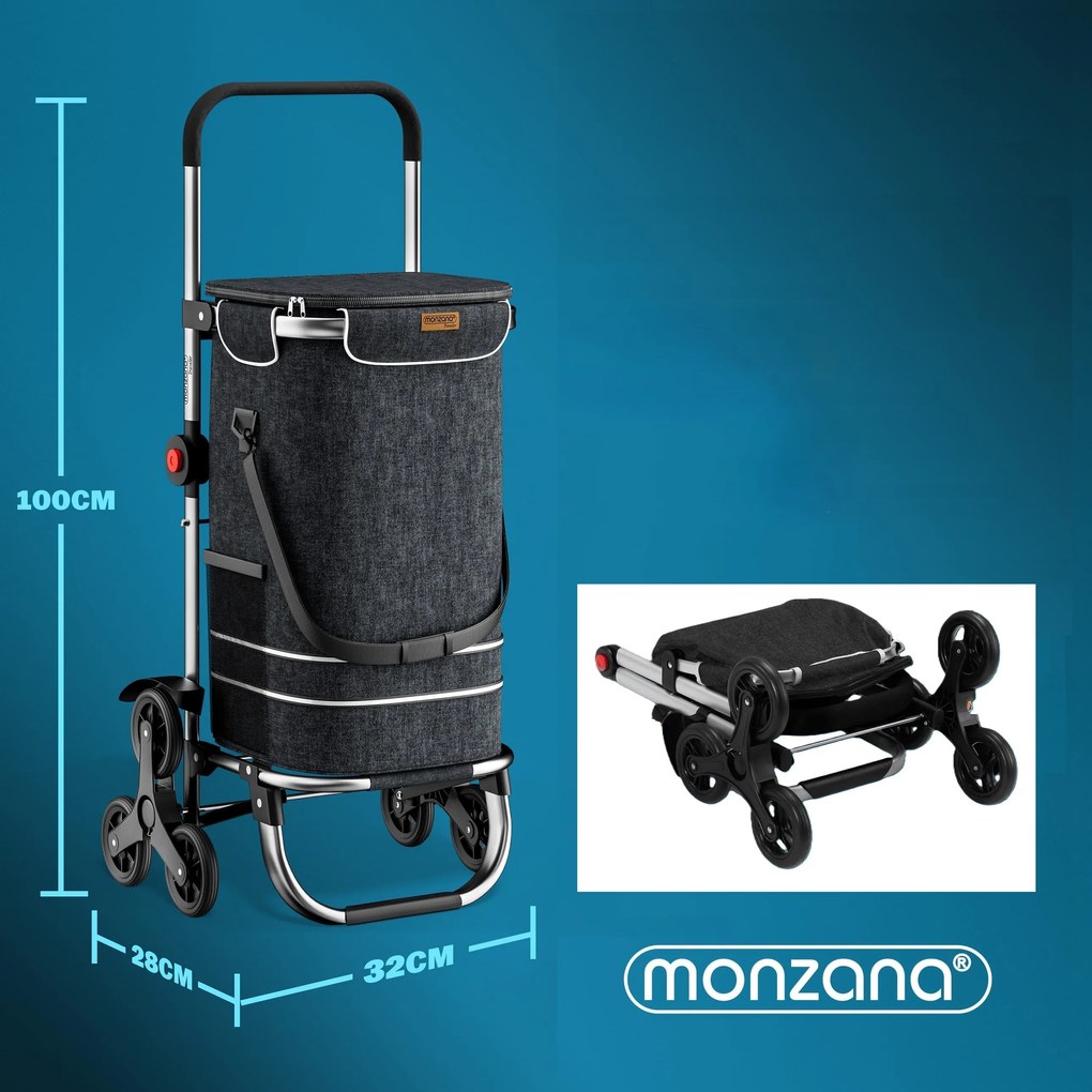 Jurhan Geantă de cumpărături pe roți pentru scări COMFORT, 50L, negru