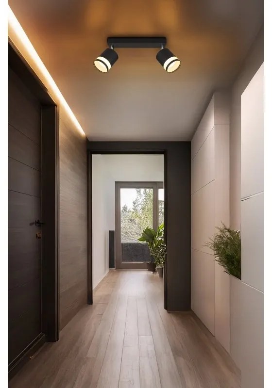 Plafoniera cu 2 Spoturi directionabile metal negru LUCERO