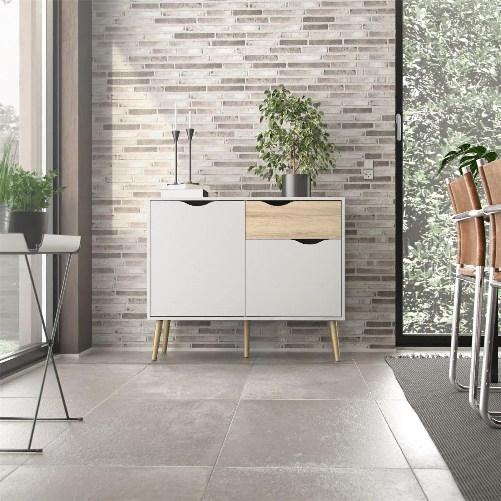Comoda alba OSLO 75387 cu 1 sertar