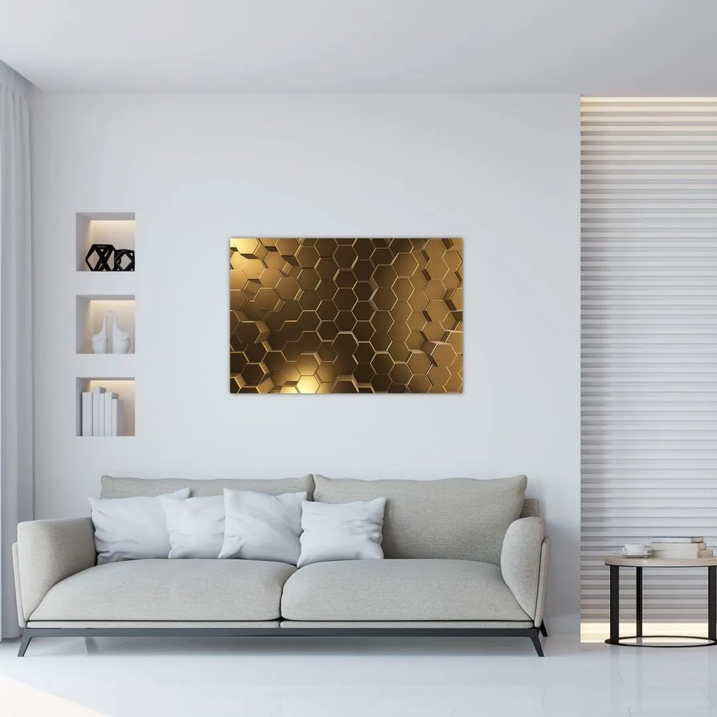 Tablou - Hexagoane verzi (90x60 cm)