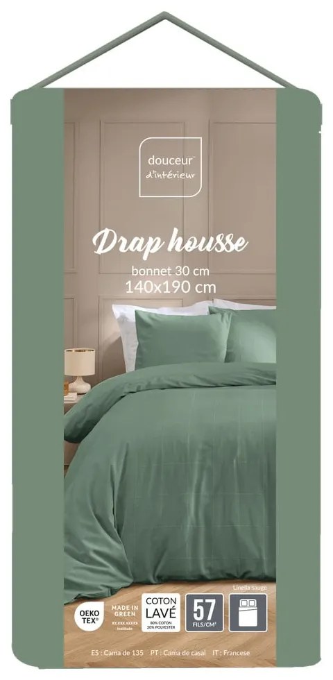 Cearceaf verde 140x190 cm Linella – douceur d'intérieur