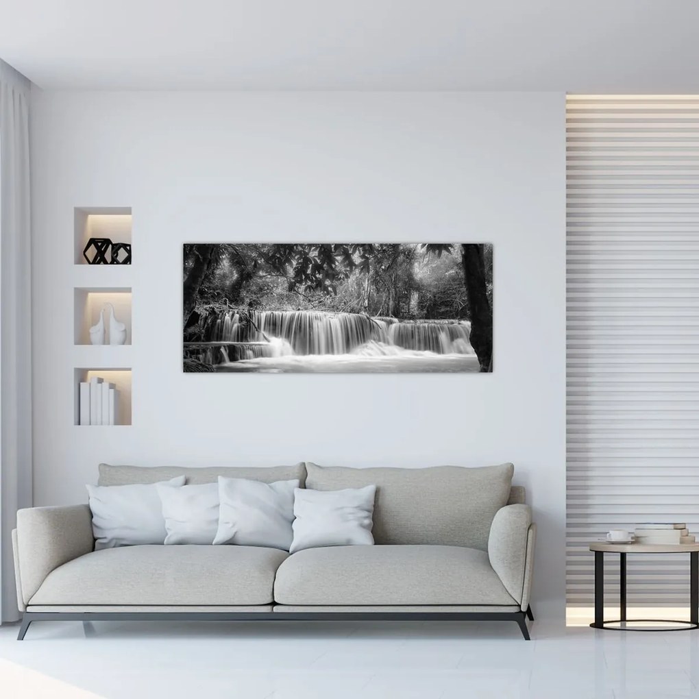 Tablou - Cascada alb-negru și alb (120x50 cm)