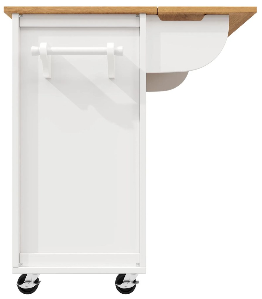 Insulă de bucătărie cu blat reglabil, Alb | Aosom Romania