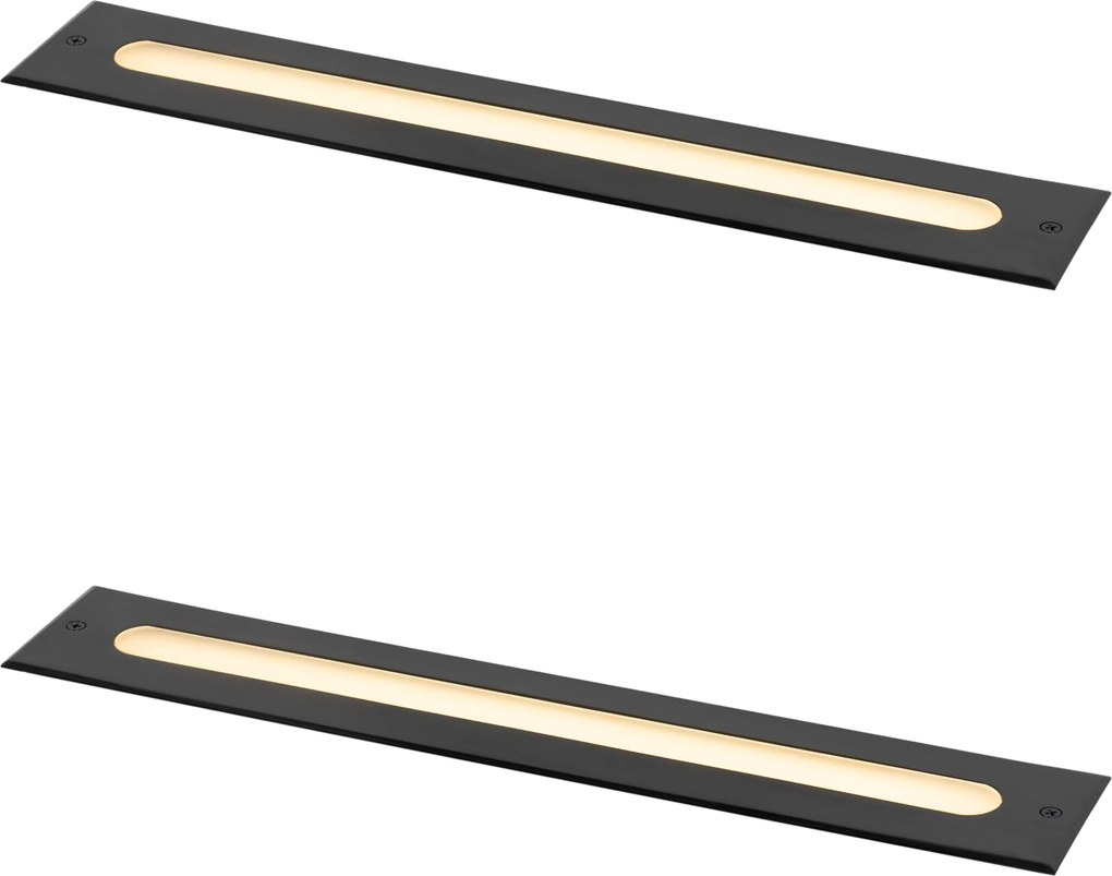 Set de 2 spoturi moderne de sol negre 50 cm incl. LED IP65 - Eline