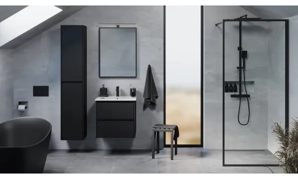 Dulap de baie cu lavoar MOLDE, 60 cm, negru