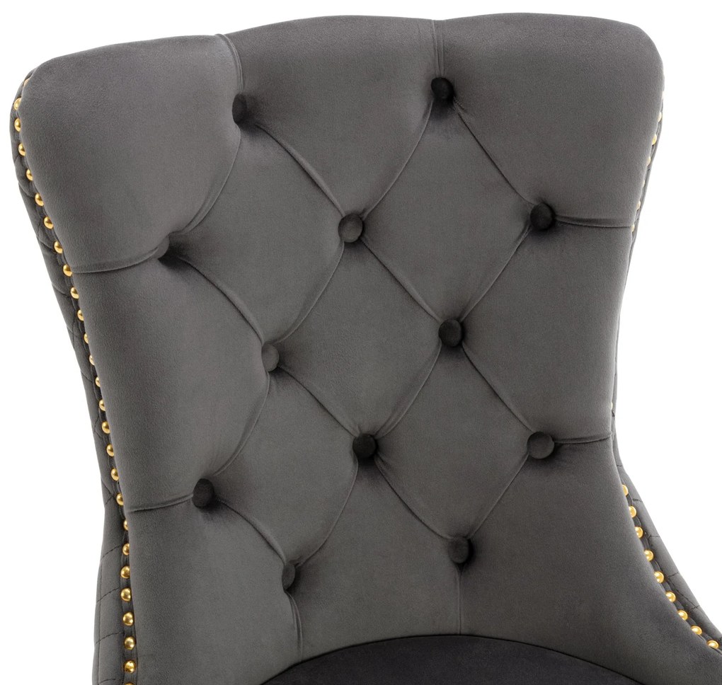 Set de 4 scaune de sufragerie tapițate în catifea, Gri | Aosom Romania