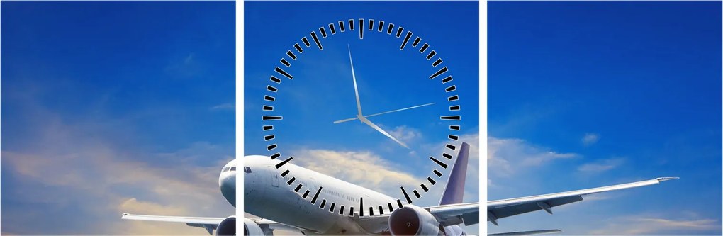 Tablou cu avion (cu ceas) (90x30 cm)