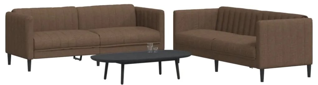 vidaXL Set de canapele, 2 piese, maro, textil