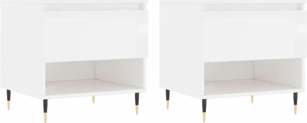 vidaXL Mese de cafea 2 buc. alb extralucios 50x46x50 cm lemn compozit