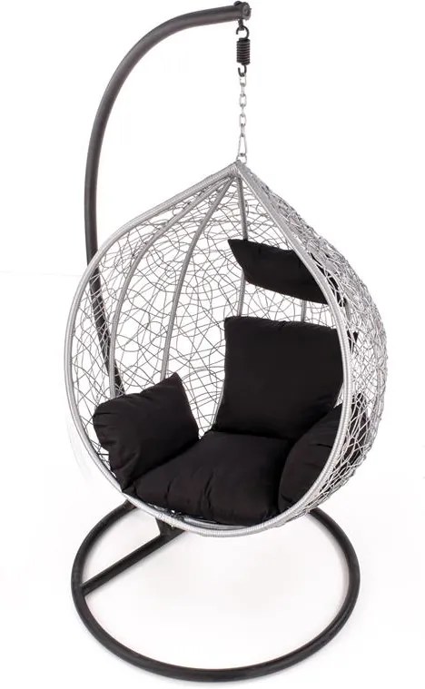 Fotoliu suspendat Eggy ratan gri/negru - H195 cm