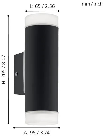 Eglo 96505 - LED Corp de iluminat perete exterior RIGA 2xGU10/5W