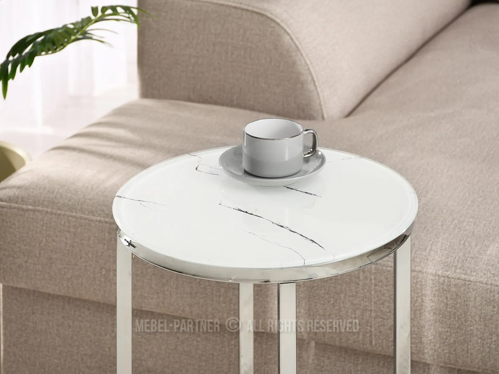 Măsuță de cafea Calvis (marmură albă + crom). 1111583