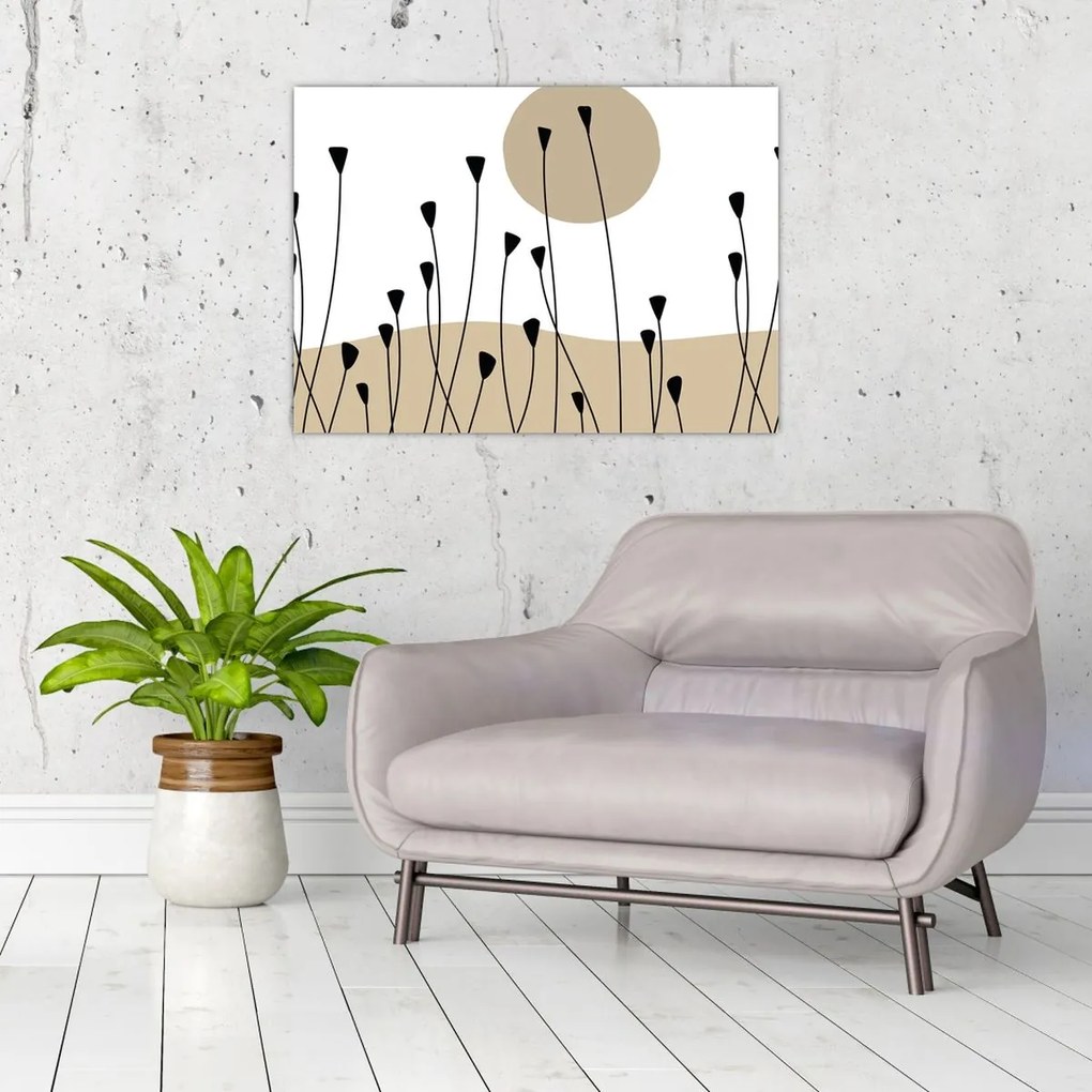 Tablou pe sticlă - Pajiște grafică N⁰2 (70x50 cm)