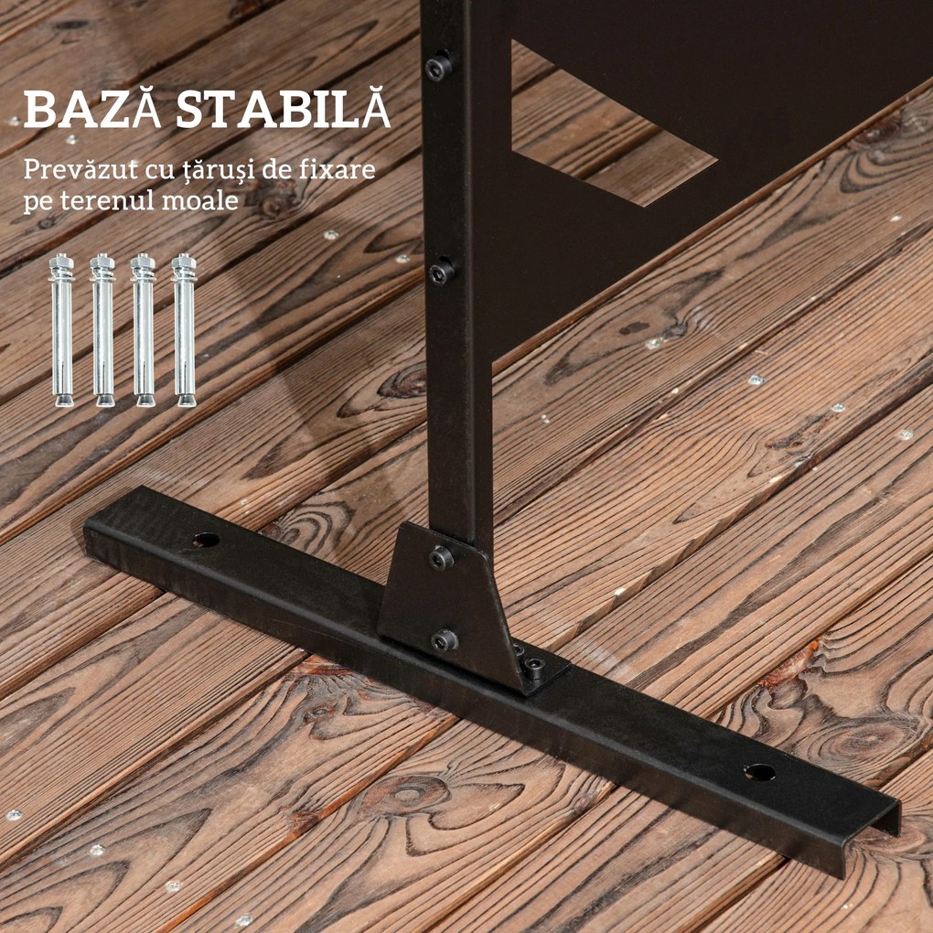 Outsunny Panou de Intimitate pentru Exterior din Metal, 122 x 198 cm, Separator Decorativ cu Suport și Șuruburi de Expansiune, Panou Autoportant pentru Grădină, Terasă, Piscină, Frunză de Bananier | Aosom Romania