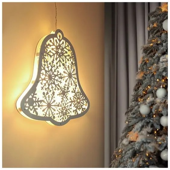 Solight 1V296 - Clopoțel LED de Crăciun, 9xLED, alimentare 2xAA, alb cald