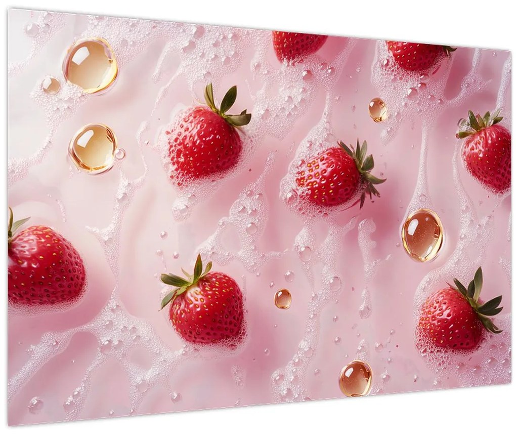 Tablou - Căpșuni în bule (90x60 cm)