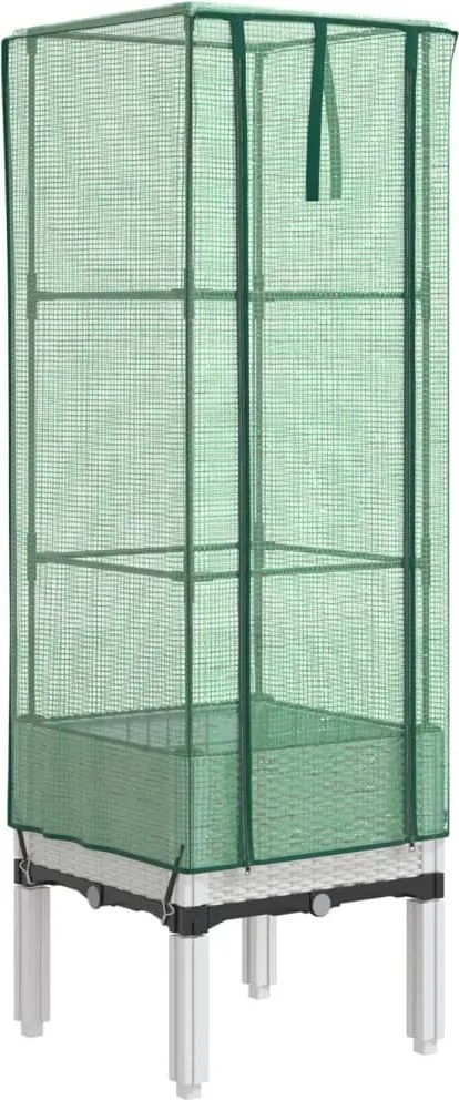vidaXL Strat înălțat cu husă de seră, aspect ratan, 40x40x140 cm