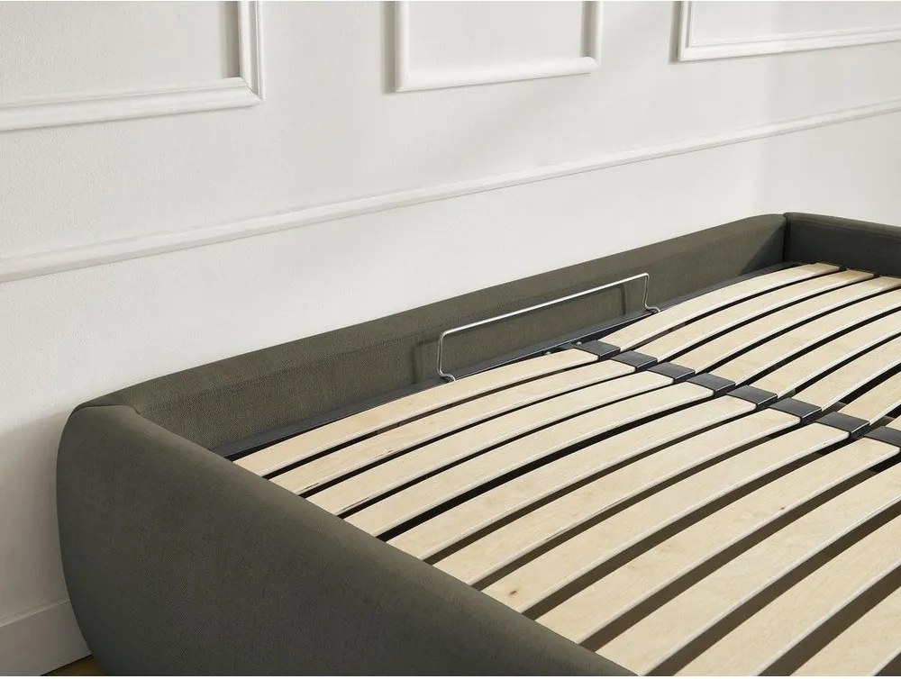 Pat matrimonial verde închis tapițat cu spațiu de depozitare/fără tăblie cu somieră 160x200 cm Inera – Bobochic Paris