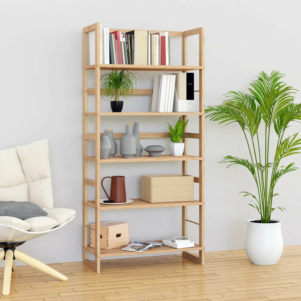 Raft de lemn ÖLAND, 58x27x136cm, 5 polițe, maro Casaria