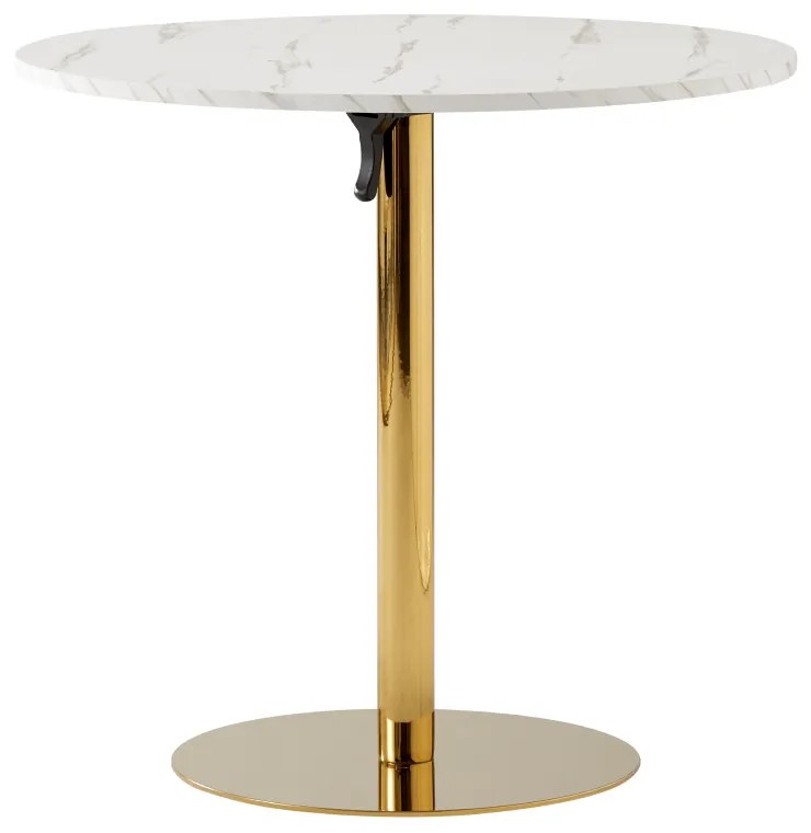 Masa dining, marmura deschisa   crom ?gold? - auriu, diametru 80 cm, LAMONT