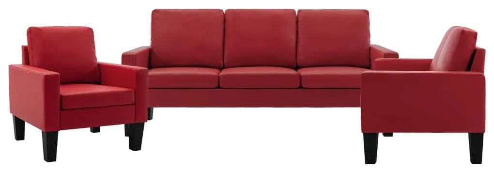 3056688 vidaXL Set de canapele, 3 piese, roșu, piele ecologică