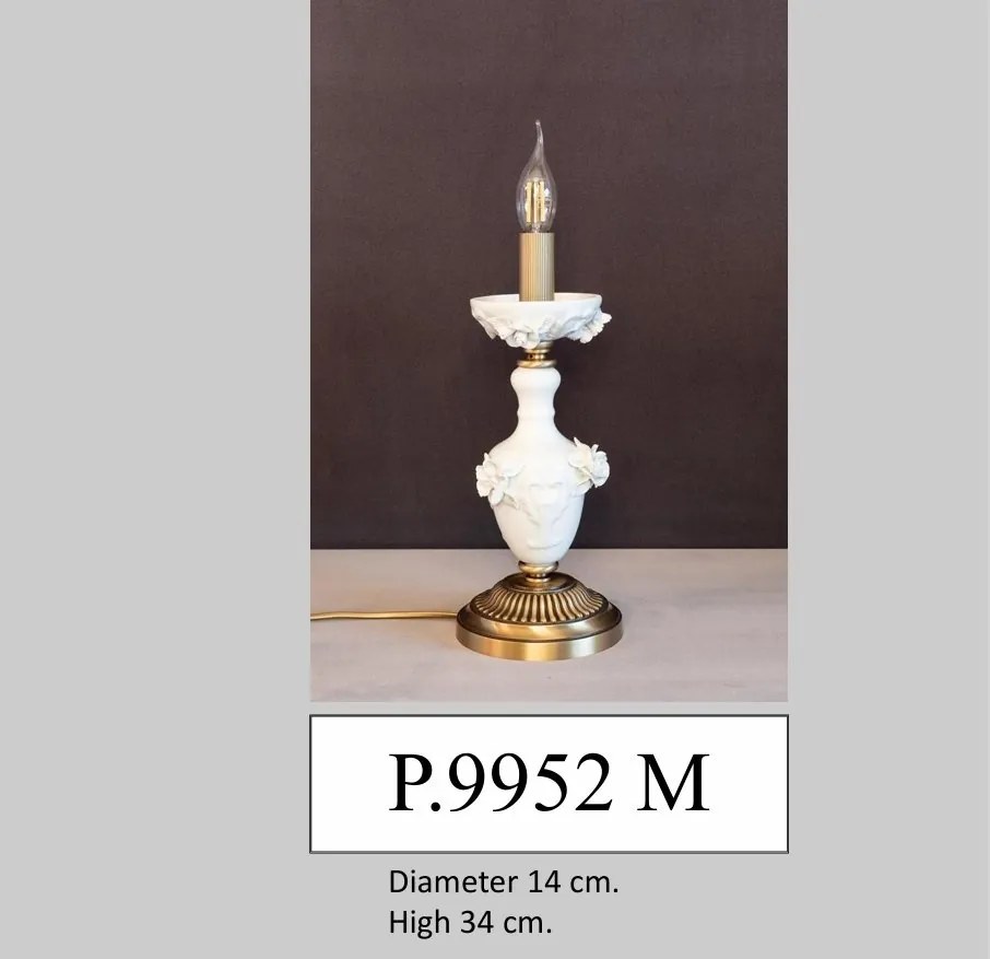 Veioza design italian din alama si portelan alb 9952