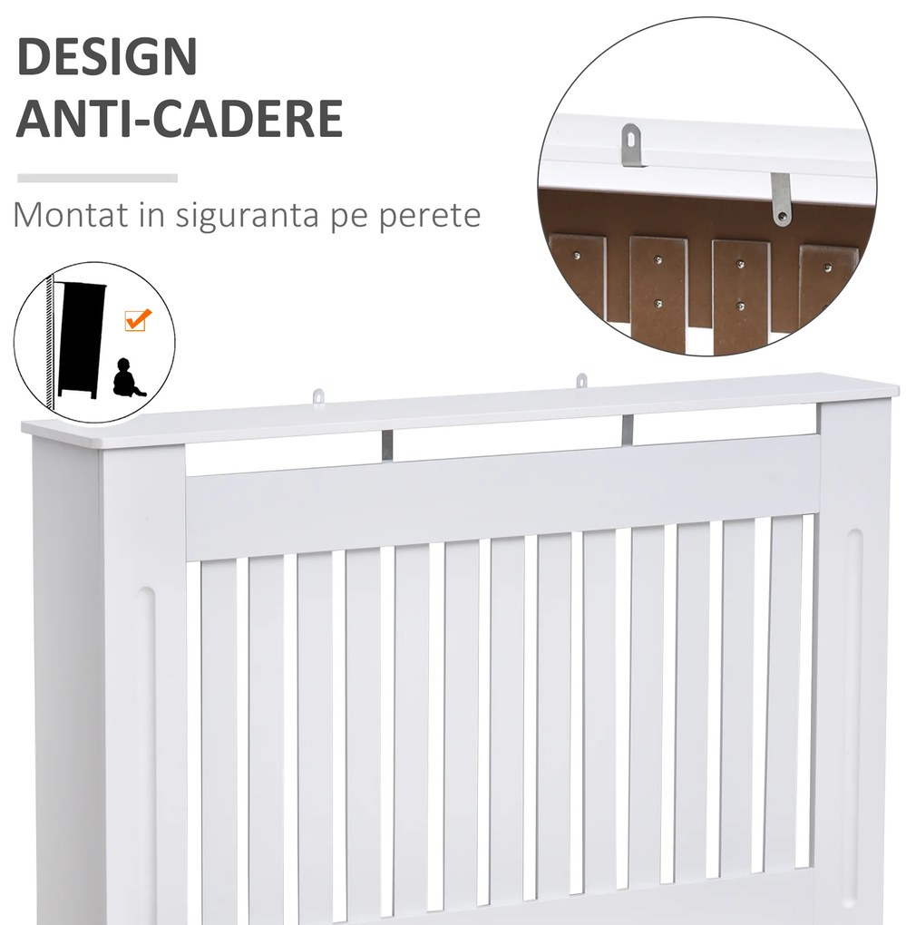 HOMCOM masca de calorifer, din lemn MDF, 112x19x81cm, alb | AOSOM RO