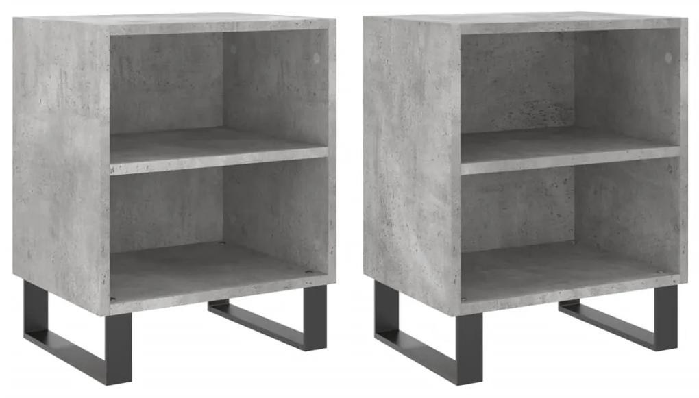 826805 vidaXL Noptiere, 2 buc., gri beton, 40x30x50 cm, lemn compozit
