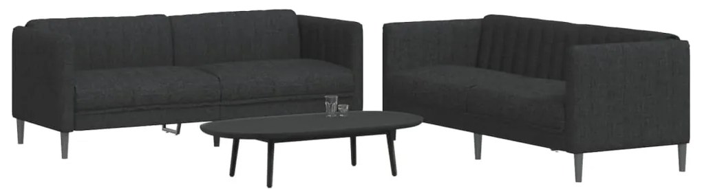 vidaXL Set de canapele, 2 piese, negru, material textil