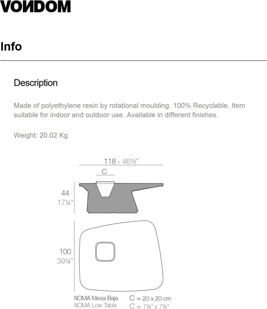 Masuta de cafea exterior / interior design modern premium MOMA COFFEE TABLE 45115A Vondom