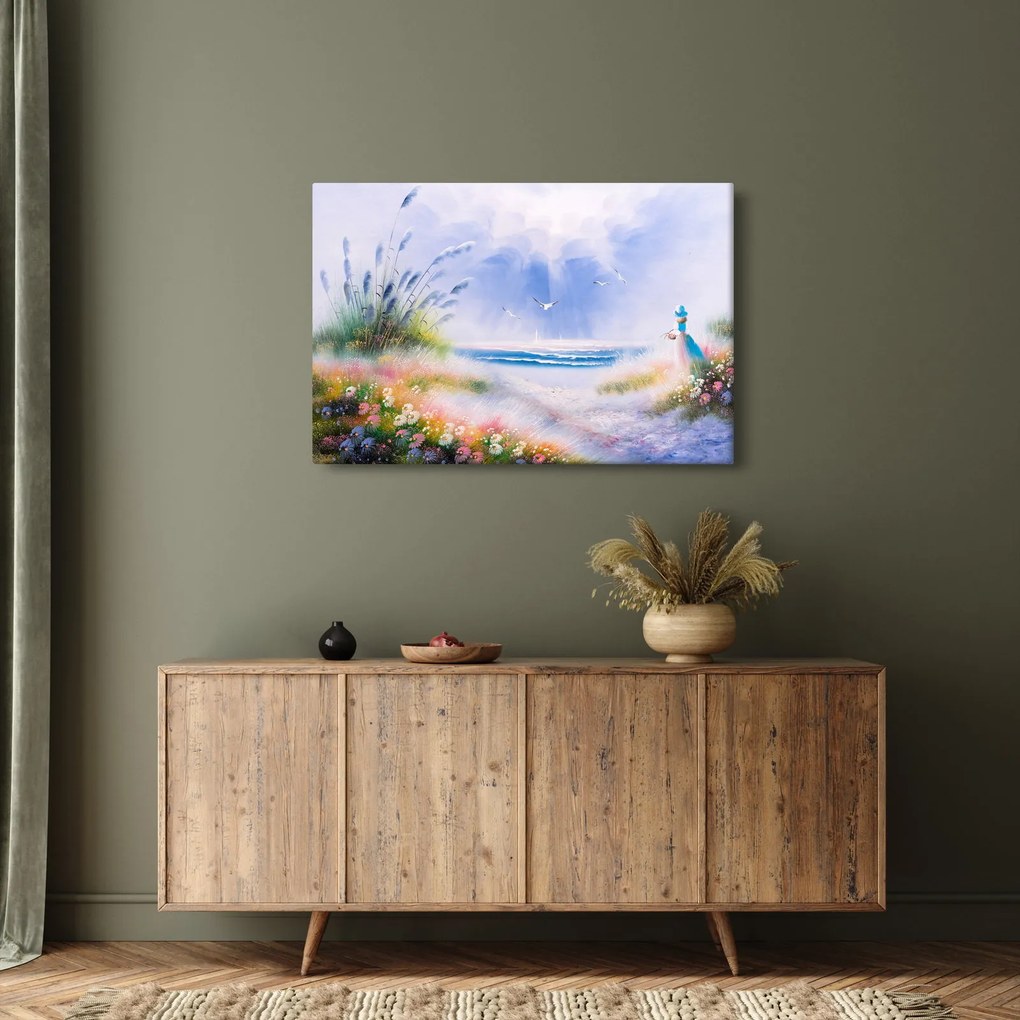 Tablou - Plaja romantică, pictură în ulei (90x60 cm)