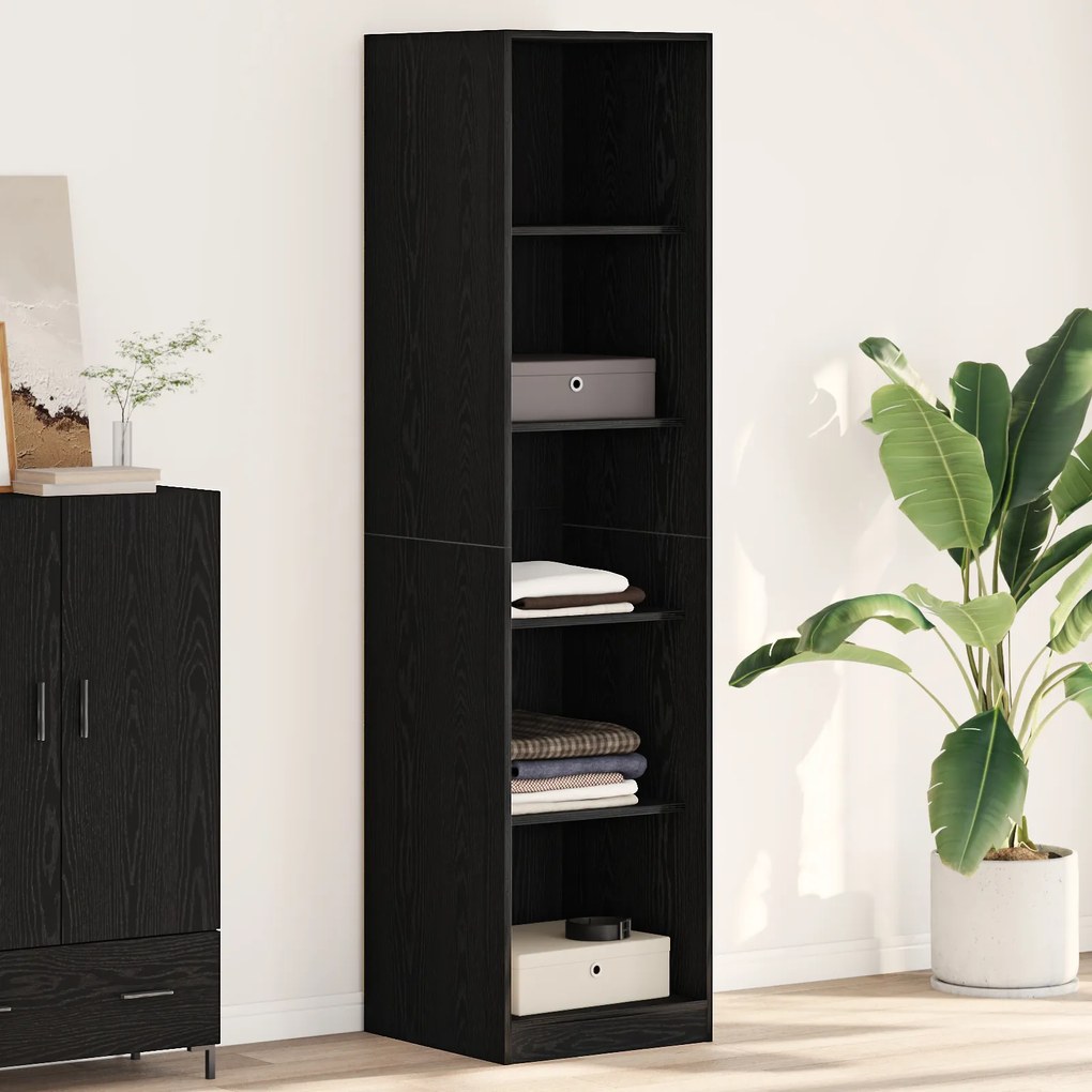 Dulap Negru Stejar 50x50x200 cm din Lemn Ingineresc de la vidaXL