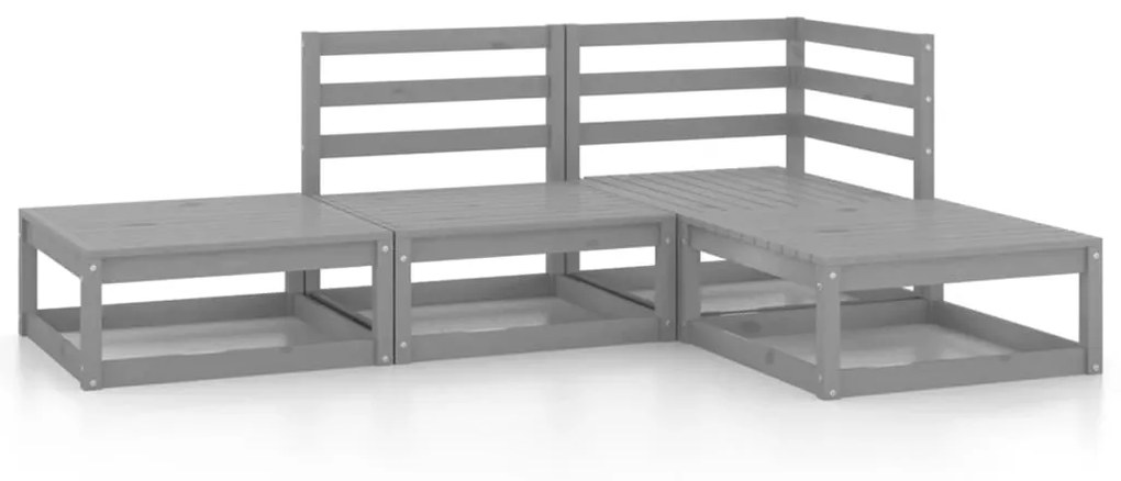 3075476 vidaXL Set mobilier de grădină, 4 piese, gri, lemn masiv de pin