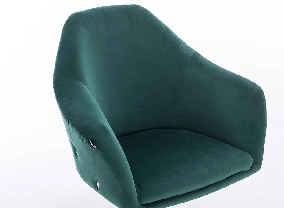 HR547N Scaun Catifea Verde cu Bază Aurie