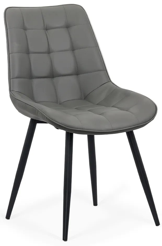 Scaun living gri BUC 206P din piele ecologică și cadru metalic vopsit
