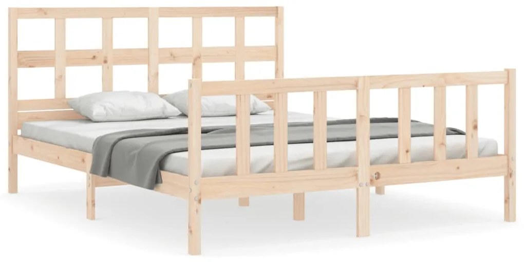 3193021 vidaXL Cadru de pat cu tăblie, 160x200 cm, lemn masiv