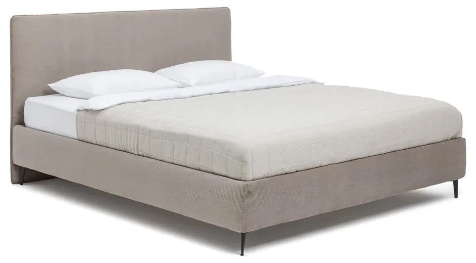 Pat matrimonial taupe tapițat cu somieră 180x200 cm Noira Slim – Bonami Selection