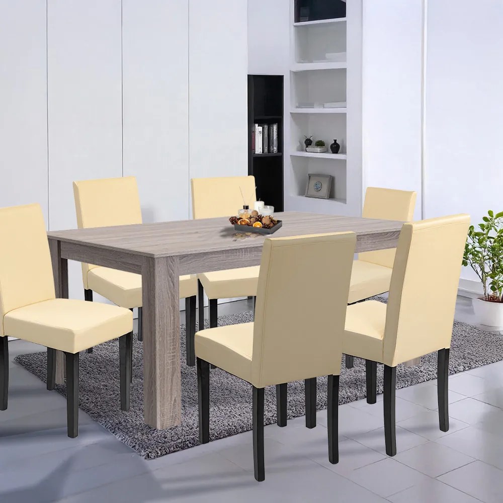 Set de masă Leon 6+1 stejar York-bej