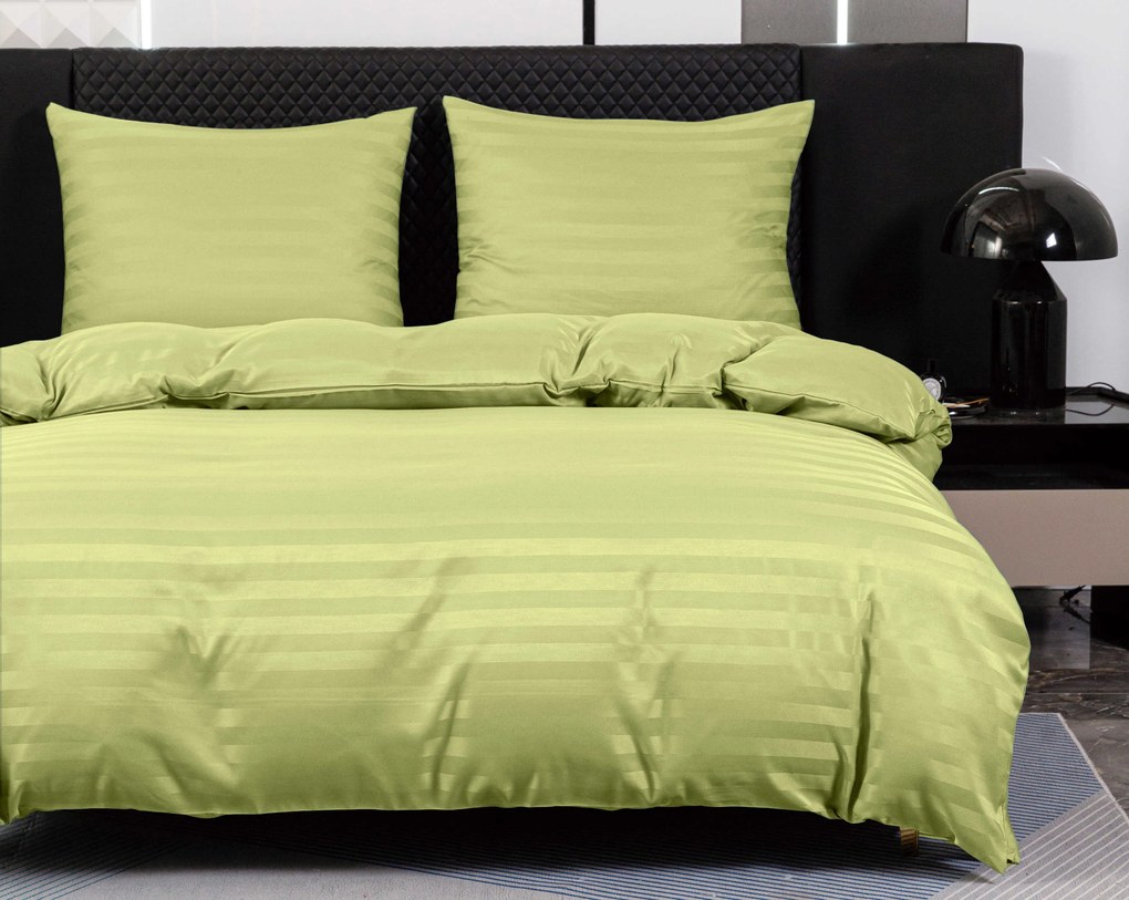 Lenjerie de pat din microfibra pentru hotel JASMINE fistic - dunga 2 cm Dimensiune lenjerie de pat: 70 x 90 cm | 140 x 220 cm