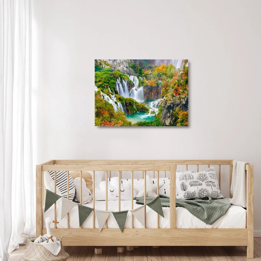 Tablou pe sticlă - Parcul Național Lacurile Plitvice (70x50 cm)