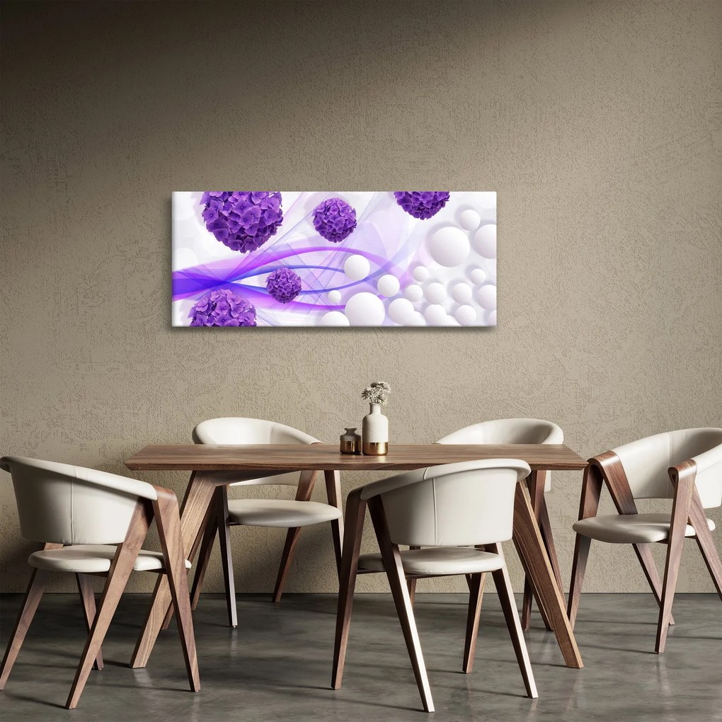 Obraz - Bilă, bile mici, flori (120x50 cm)
